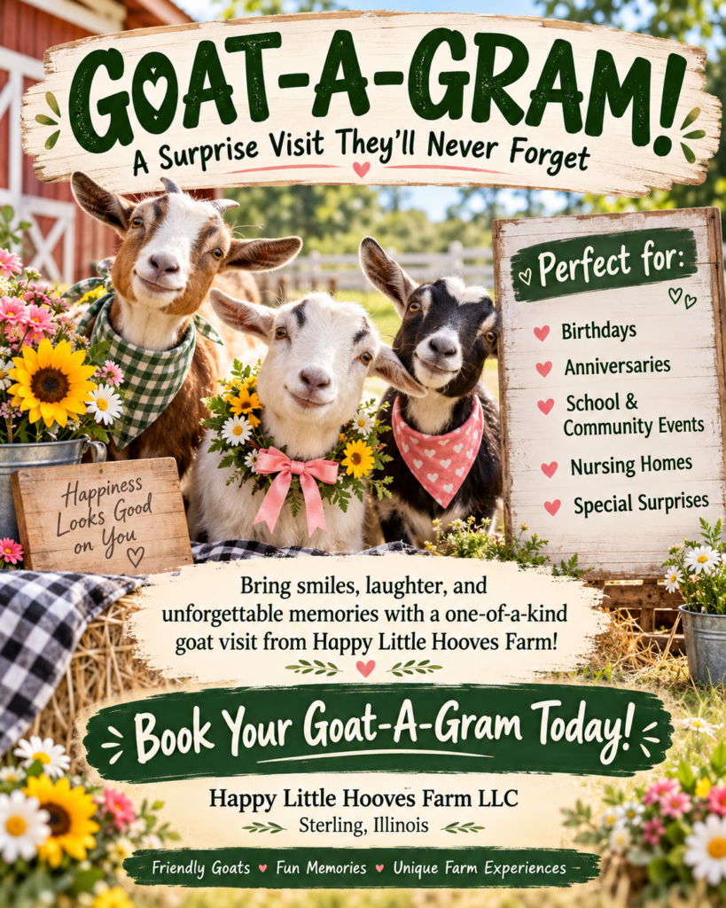 Goat-A-Gram surprise visits from Happy Little Hooves Farm